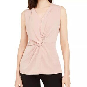 Alfani Twist-Front V-neck Sleeveless Top Women's Large Blush Pink NWOT